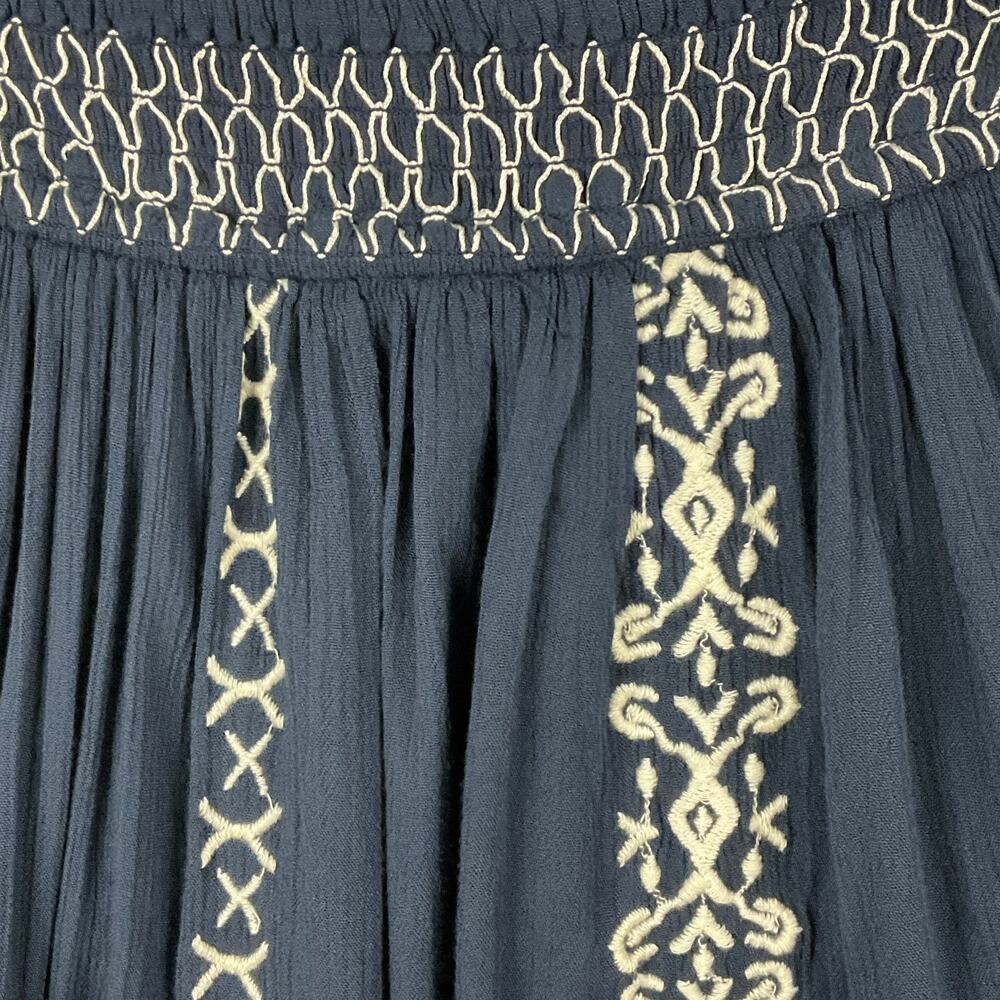 HOLLISTER Mini Skirt Blue Embroidered NWT NEW Pull On Pleated sz M Y2K Boho - Picture 4 of 12